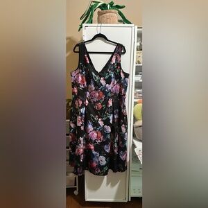 City Chic Floral Black Midi Dress